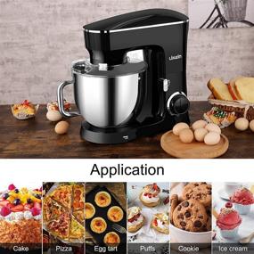 img 2 attached to 🍰 7.4QT 660W Cake Mixer - Likein Stand Mixer, Electric Stand Mixer with Dough Hook, Mixing Beater, Whisk, Splash Guard in Black