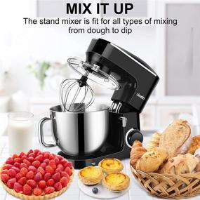 img 3 attached to 🍰 7.4QT 660W Cake Mixer - Likein Stand Mixer, Electric Stand Mixer with Dough Hook, Mixing Beater, Whisk, Splash Guard in Black