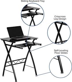 img 1 attached to Optimized for Search: Black Tempered Glass Computer Desk with Slide-Out Keyboard Tray by Flash Furniture