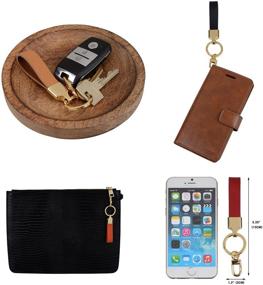 img 2 attached to Richbud Full Grain Leather Gold Key Ring Lobster Swivel Keychain Fob (Tan)