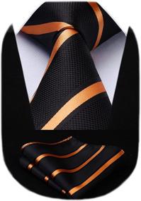 img 4 attached to 👔 Classy HISDERN Handkerchief and Classic Stripe Necktie for Men's Accessories