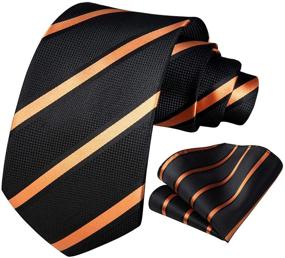 img 3 attached to 👔 Classy HISDERN Handkerchief and Classic Stripe Necktie for Men's Accessories