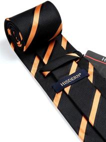img 1 attached to 👔 Classy HISDERN Handkerchief and Classic Stripe Necktie for Men's Accessories
