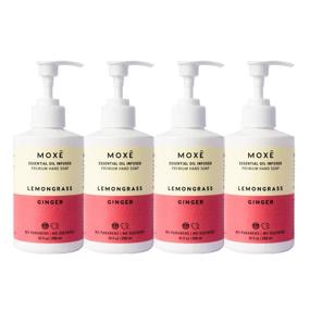 img 4 attached to 🌿 MOXĒ Liquid Hand Soap - Lemongrass & Ginger - Moisturizing, Non-Irritating, Coconut Oil & Aloe Vera, Essential Oils - Plant-Based Ingredients - 10oz x 4 Bottles