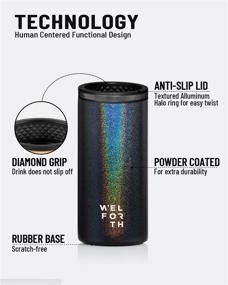 img 2 attached to 🍺 Welforth Glitter Black Slim Can Cooler Thermocoolers: Double-walled Stainless Steel 12oz Skinny Can Coozie