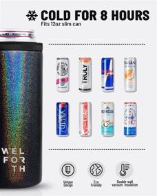 img 3 attached to 🍺 Welforth Glitter Black Slim Can Cooler Thermocoolers: Double-walled Stainless Steel 12oz Skinny Can Coozie