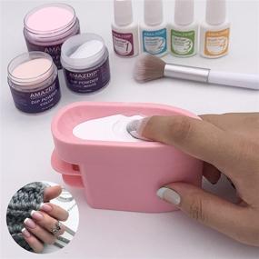 img 3 attached to 💅 AMAZDIP Combo Design - Pink 2-in-1 Multi Dip Powder Recycling Tray System with Scoop, French Dip Nail Tray, and Dust Cleaning Brush for Dipping Powder Nail Glitter. Manicure Accessories & Holder Saver.