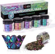 🦎 chameleon flakes pigments for resin crafts/tumblers - 5 color intense colorshift powder; chrome nail art/paints/soap making pigment logo