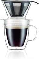 bodum кофейный фильтр для наливного кофе ☕: кружка с двойной стенкой, постоянный фильтр, 12 унций, прозрачный. логотип