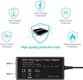 img 1 attached to ⚡️ High-Speed USB C Quick Charger: 45W Type C Adapter for Asus Chromebook, MacBook Pro, Dell XPS, Galaxy S10 - Fast Charging Power Cord for Various Devices (Black)