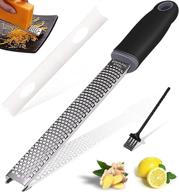 kankan cheese grater & lemon zester - parmesan, ginger, garlic, chocolate - razor-sharp stainless steel blade - ideal for vegetables, fruits - includes protective cover, cleaning brush - dishwasher safe - black logo