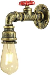 img 4 attached to Vintage Water Pipe Steampunk Wall Sconce – Industrial Iron Metal Lamp Fixture for Corridor, Cafe, Bar, Home Bronze