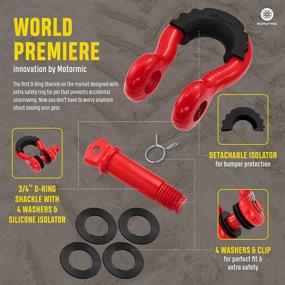 img 3 attached to ⛓️ Motormic Unique D Ring Shackles 2 Pack RED - Heavy Duty 3/4" Clevis with 7/8" Pin - Max 57,000 lbs Break Point - Ideal for Tow Strap, Winch, Off Road, Towing - Includes 2 Black Isolators & 8 Washers