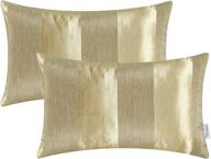 🛋️ calitime pack of 2 cushion covers: modern shining & dull contrast stripes, 12 x 20 inches gold - ideal sofa home decoration логотип