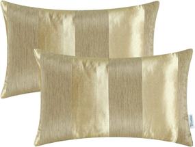 img 4 attached to 🛋️ CaliTime Pack of 2 Cushion Covers: Modern Shining & Dull Contrast Stripes, 12 X 20 Inches Gold - Ideal Sofa Home Decoration