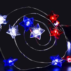 img 4 attached to 🎇 10ft 40 LEDs Patriotic Decorations String Lights: Remote Control, Timer, Water Proof - Perfect for 4th of July and Memorial Day Decorations, Indoor & Outdoor Use