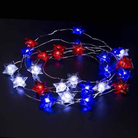 img 2 attached to 🎇 10ft 40 LEDs Patriotic Decorations String Lights: Remote Control, Timer, Water Proof - Perfect for 4th of July and Memorial Day Decorations, Indoor & Outdoor Use