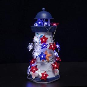 img 1 attached to 🎇 10ft 40 LEDs Patriotic Decorations String Lights: Remote Control, Timer, Water Proof - Perfect for 4th of July and Memorial Day Decorations, Indoor & Outdoor Use