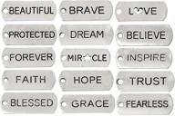 🏷️ jgfinds assorted inspirational message tag charms, 50 random pieces - silver tone logo