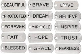 img 3 attached to 🏷️ JGFinds Assorted Inspirational Message Tag Charms, 50 Random Pieces - Silver Tone