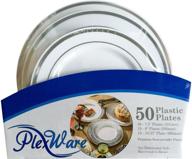 🍽️ plexware silver rim plastic plates set - 50 pieces (20x7.5 inch, 15x9 inch, 15x10.27 inch) in white logo