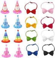 yookat 8-piece dog party hats with bow tie necktie collars - birthday party supplies for dogs логотип