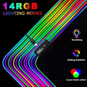 img 3 attached to RGB игровой коврик для мыши: FANTECH LED-коврик с 14 режимами подсветки, мягкий и водонепроницаемый, антискользящая резиновая основа, 2 уровня яркости - идеально подходит для компьютерного стола, клавиатуры, коврика для мыши.