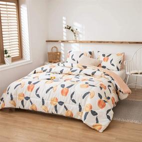 img 3 attached to 🍑 Peach Fruit Comforter Set for Toddler Boys and Girls - Twin Size Bedding with Orange Peach Design - Includes 1 Comforter and 1 Pillowcase (Peach Theme)