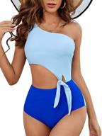 👙 molybell women's one shoulder cutout monokini swimsuits, padded bowknot bathing suit: stylish and flattering swimwear for women logo