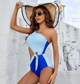 img 1 attached to 👙 MOLYBELL Women's One Shoulder Cutout Monokini Swimsuits, Padded Bowknot Bathing Suit: Stylish and Flattering Swimwear for Women