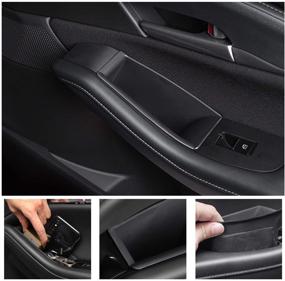 img 2 attached to 🚪 Convenient Car Side Door Grab Handle Pocket Box for Mazda 3 & CX-30 - Armrest Storage Organizer with Phone Container, Key Holder & More (2PCS Rear Door)