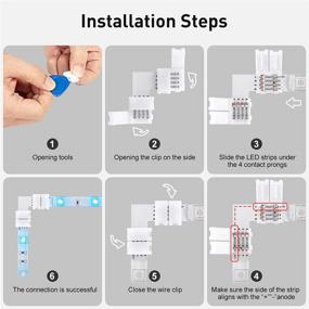 img 2 attached to ✨ L-Shape 4-Pin LED Connectors for 3528/5050 SMD RGB - 5 Pack of Solderless Adapter Connectors with Right Angle Corner for 10mm Wide LED Light Strips