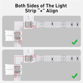 img 1 attached to ✨ L-Shape 4-Pin LED Connectors for 3528/5050 SMD RGB - 5 Pack of Solderless Adapter Connectors with Right Angle Corner for 10mm Wide LED Light Strips