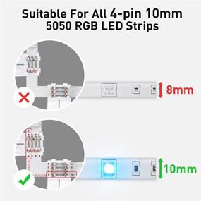 img 3 attached to ✨ L-Shape 4-Pin LED Connectors for 3528/5050 SMD RGB - 5 Pack of Solderless Adapter Connectors with Right Angle Corner for 10mm Wide LED Light Strips