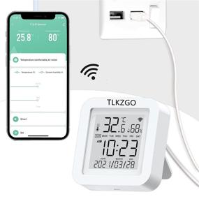 img 4 attached to Smart WiFi Temperature Humidity Monitor with LCD Display, Tuya Compatible Indoor Hygrometer Thermometer Sensor for Alexa and Google Support