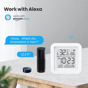 img 2 attached to Smart WiFi Temperature Humidity Monitor with LCD Display, Tuya Compatible Indoor Hygrometer Thermometer Sensor for Alexa and Google Support