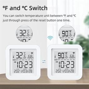 img 3 attached to Smart WiFi Temperature Humidity Monitor with LCD Display, Tuya Compatible Indoor Hygrometer Thermometer Sensor for Alexa and Google Support