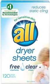 img 4 attached to Sensitive Skin Dryer Sheets: All Fabric Softener, Free Clear, 120 Count - Gentle Care for Clothes