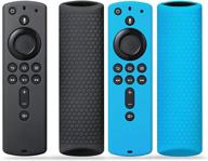 📱 protective silicone remote case cover for fire tv stick 4k/cube/3rd gen, symotop anti slip compatible with 2nd gen alexa voice remote control - black blue (2pack) logo