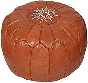img 4 attached to Handmade Moroccan Leather Pouf - Luxury Cover Pouffe - Ottoman Footstool Hassock - Genuine Goat Leather - Unstuffed (Brown Taba)