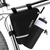 premium moocy ultralight reflective bicycle triangle frame bike bag with water bottle pouch -black: your perfect cycling companion logo