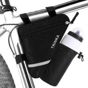 img 4 attached to Premium MOOCY Ultralight Reflective Bicycle Triangle Frame Bike Bag with Water Bottle Pouch -Black: Your Perfect Cycling Companion