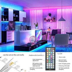 img 3 attached to 🎵 Music Sync Color Changing RGB LED Strip Lights - 50Ft, 44-Key Remote, Built-in Mic, App Controlled, 5050 RGB LED Light Strip (Remote + App + Mic + 3 Button Switch) - Rope Lights with Remote