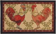 🐓 kitchen collection rooster beige multi-color printed runner area rug (9112): slip resistant, latex backing for contemporary modern look (18" x 30" mat) logo