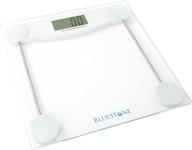 📊 bluestone digital body weight bathroom scale - step-on weighing machine - accurate measurements in 0.2 lb increments - large lcd display & clear glass base by bluestone logo