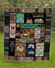 img 3 attached to 🔥 Versatile Quilted Blanket: Camping-Themed + Customizable Design for Little Kids, Christmas, Birthdays & Graduations - All-Season Warmth for Bed or Sofa (US Queen 80"×90" / 200cm×230cm)