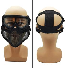 img 1 attached to 🎭 PuddingStation Airsoft Mask and Goggles: Ultimate Half Face Skull Protection Set for Paintball, Cosplay & War Games!