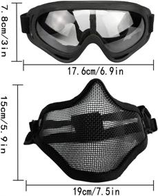 img 3 attached to 🎭 PuddingStation Airsoft Mask and Goggles: Ultimate Half Face Skull Protection Set for Paintball, Cosplay & War Games!