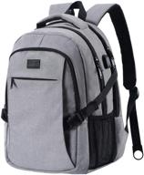 🎒 ankuer grey laptop backpack - durable water resistant bag for college school, fits 15.6 inch computers logo