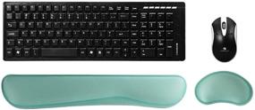 img 1 attached to 🖥️ Poualss Mint Green Memory Foam Keyboard and Mouse Wrist Pad Rest for Pain Relief and Easy Typing: Office, Gaming, Computer, Laptop, and Mac Support